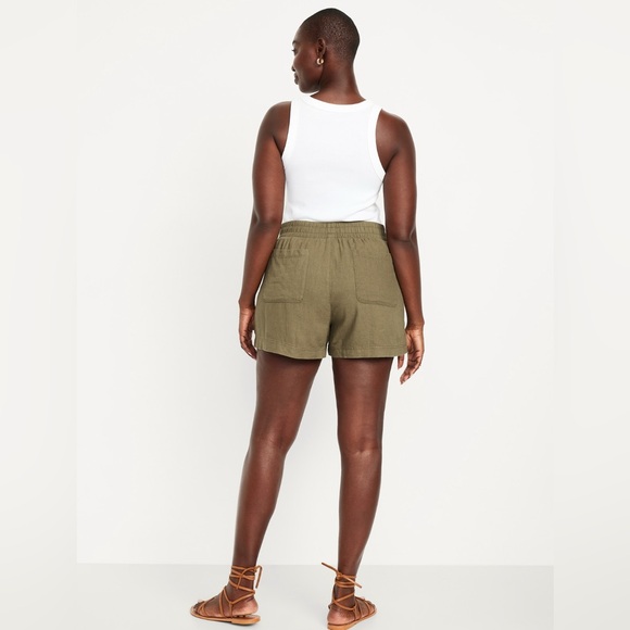 🆕 Old Navy Women’s High-Waisted Linen-Blend Shorts 3.5-in inseam Kombu XL 16-18 - Picture 3 of 15